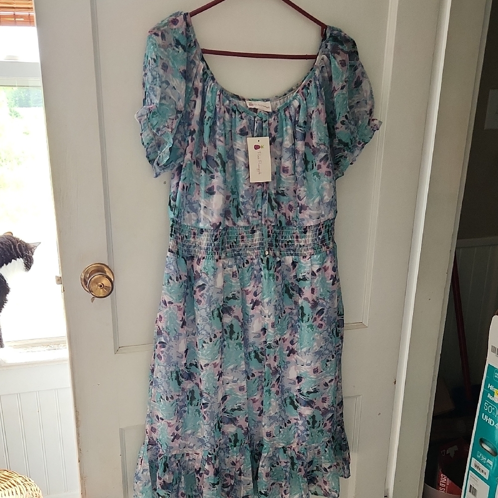 Floral Blue and Purple Women's Dress
